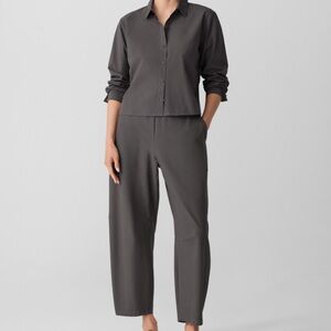 Eileen Fisher Washable Stretch Crepe Charcoal Ankle Pants